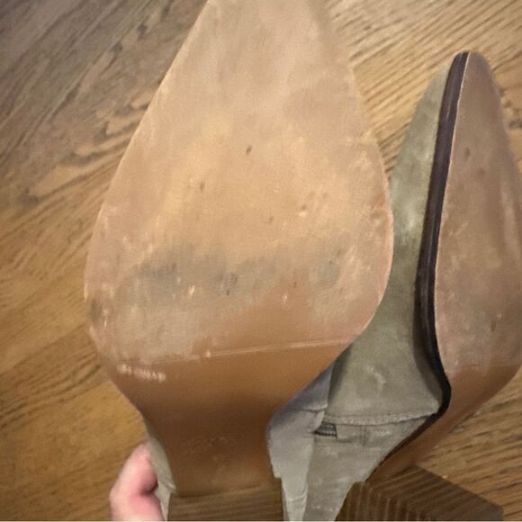 COPY - Zara Tan Boots Wedge Heel Size 37 Western Style Pointed Toe - Picture 7 of 11